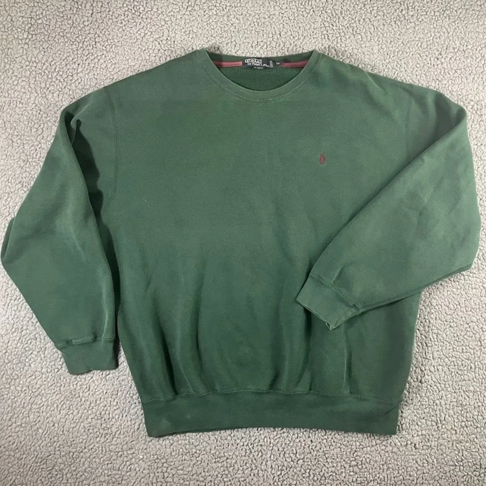 Polo Ralph Lauren Mens XL Green Crewneck Fleece Pullover Sweatshirt